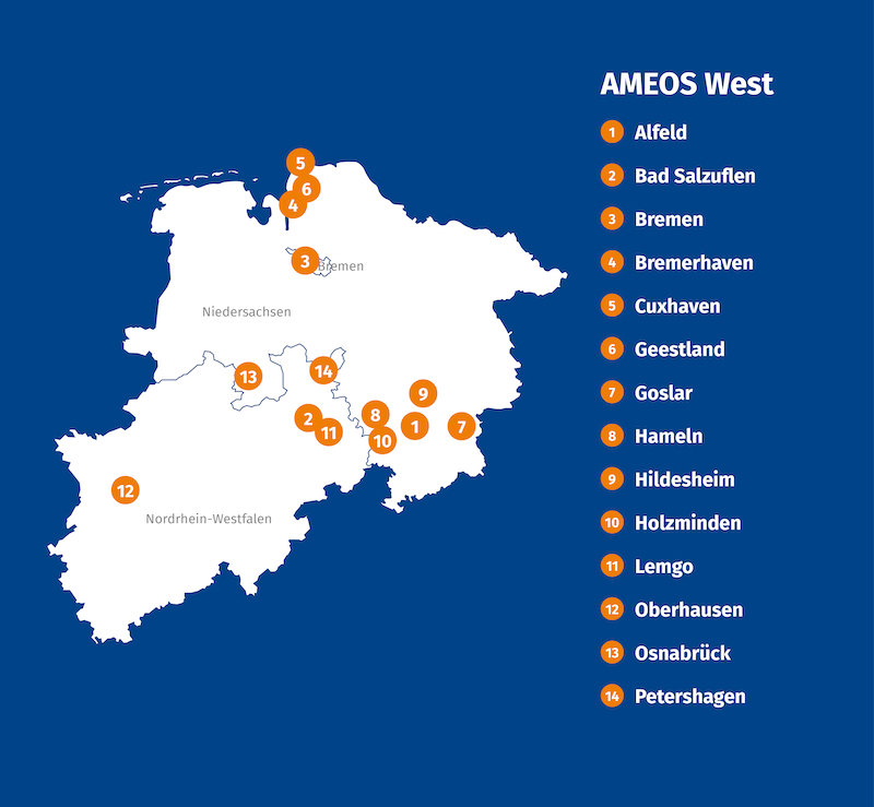 Standorte im Westen der Ameos Gruppe